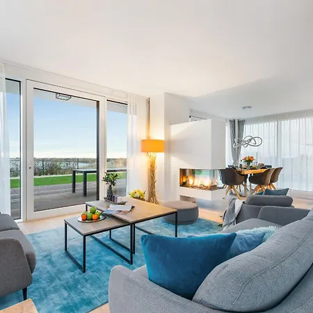 Herzmuschel Erste Reihe, Dachterrasse, Schleiblick, Garten, Carport, Gaskamin, Sauna, Terrasse, Strandkorb, Aussenrolllaeden * Olpenitz